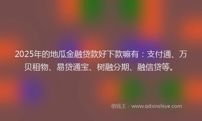 2025年的地瓜金融贷款好下款嘛有：支付通、万贝租物、易贷通宝、树融分期、融信贷等。