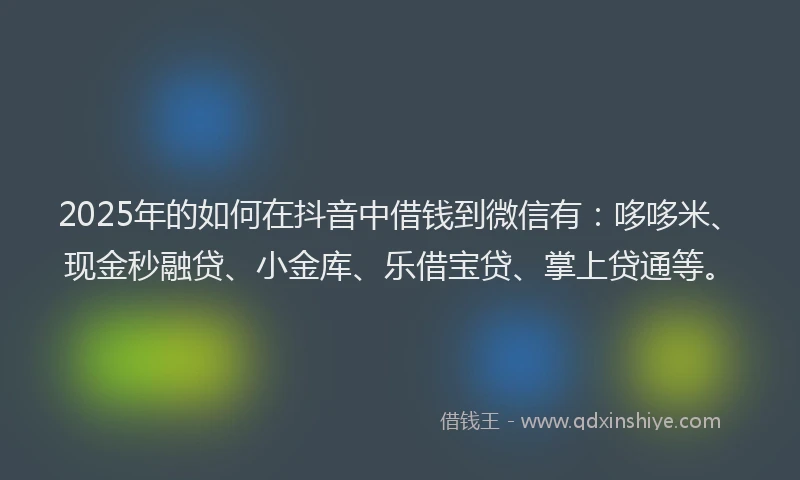 2025年的如何在抖音中借钱到微信有：哆哆米、现金秒融贷、小金库、乐借宝贷、掌上贷通等。