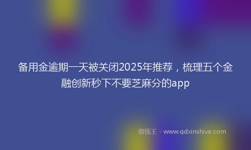 备用金逾期一天被关闭2025年推荐，梳理五个金融创新秒下不要芝麻分的app