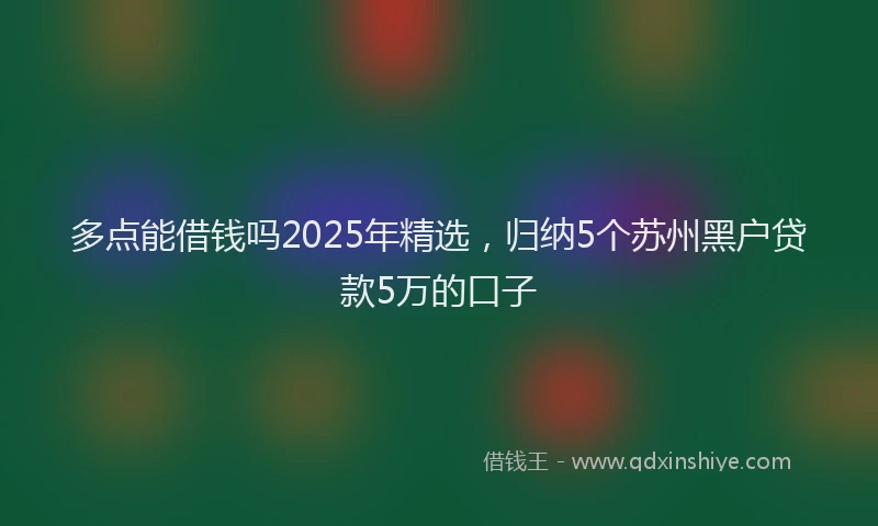 多点能借钱吗2025年精选，归纳5个苏州黑户贷款5万的口子