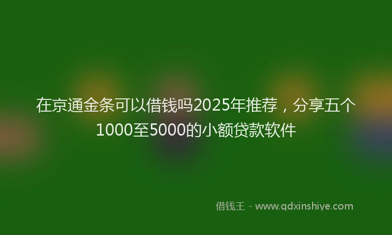 在京通金条可以借钱吗2025年推荐，分享五个1000至5000的小额贷款软件