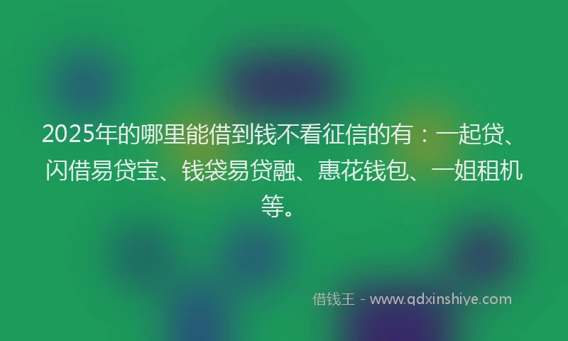 2025年的哪里能借到钱不看征信的有：一起贷、闪借易贷宝、钱袋易贷融、惠花钱包、一姐租机等。