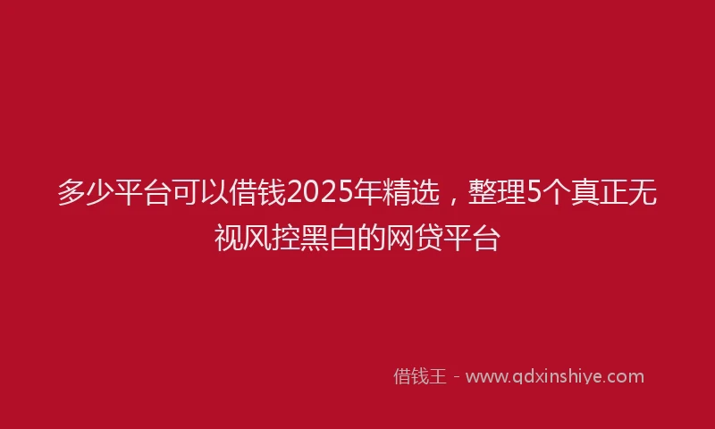 多少平台可以借钱2025年精选，整理5个真正无视风控黑白的网贷平台