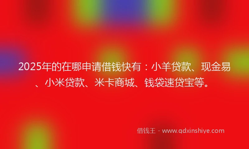 2025年的在哪申请借钱快有：小羊贷款、现金易、小米贷款、米卡商城、钱袋速贷宝等。