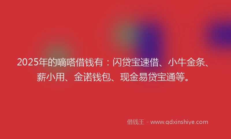 2025年的嘀嗒借钱有：闪贷宝速借、小牛金条、薪小用、金诺钱包、现金易贷宝通等。