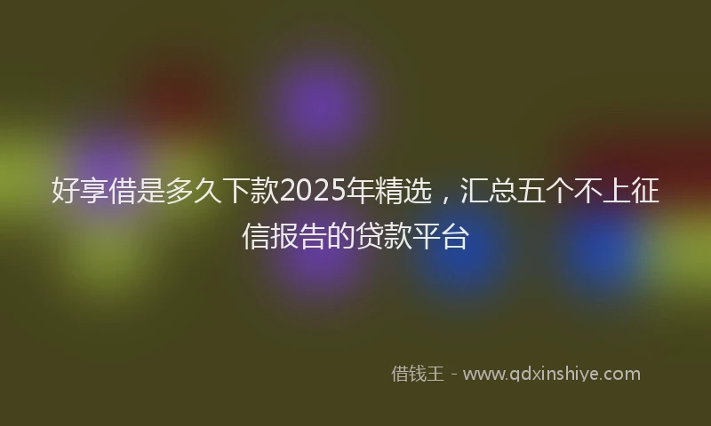 好享借是多久下款2025年精选，汇总五个不上征信报告的贷款平台