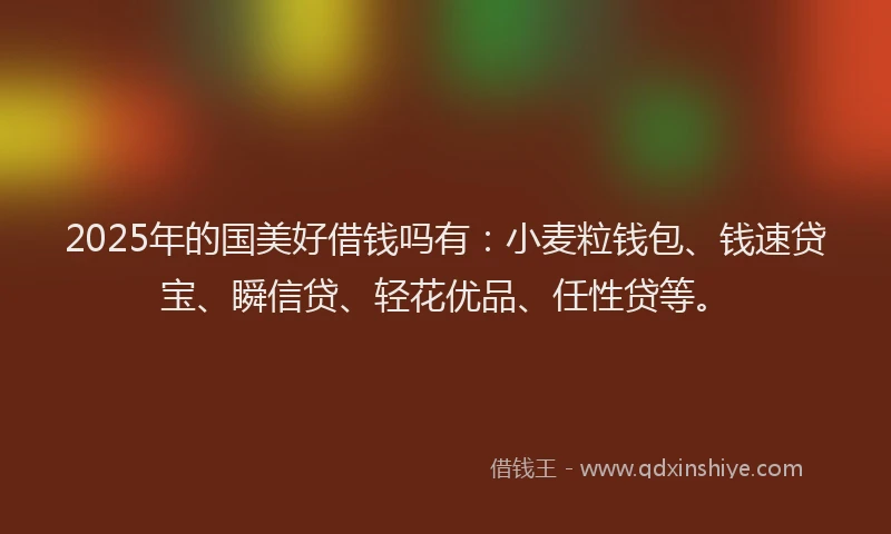 2025年的国美好借钱吗有：小麦粒钱包、钱速贷宝、瞬信贷、轻花优品、任性贷等。