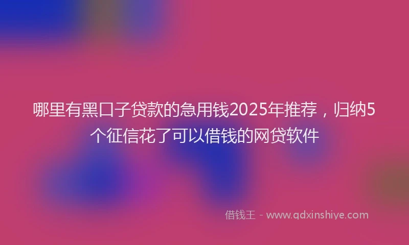 哪里有黑口子贷款的急用钱2025年推荐，归纳5个征信花了可以借钱的网贷软件