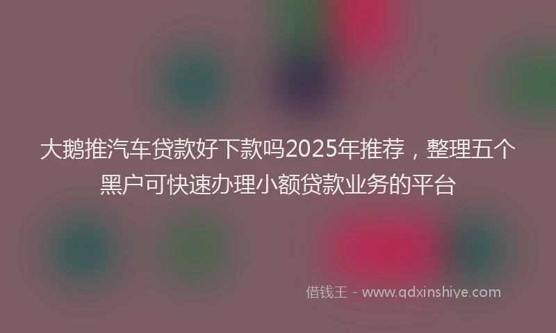 大鹅推汽车贷款好下款吗2025年推荐，整理五个黑户可快速办理小额贷款业务的平台