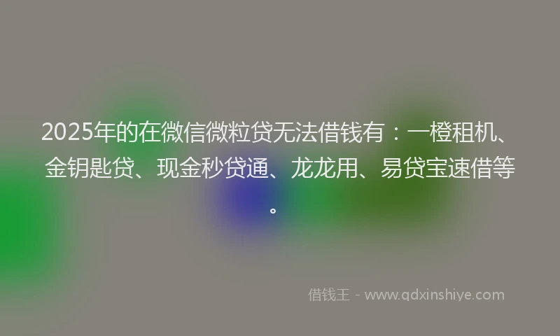 2025年的在微信微粒贷无法借钱有：一橙租机、金钥匙贷、现金秒贷通、龙龙用、易贷宝速借等。