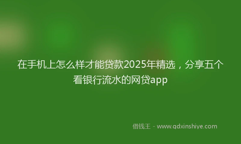 在手机上怎么样才能贷款2025年精选，分享五个看银行流水的网贷app