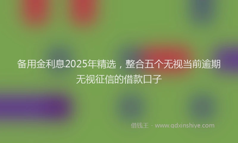 备用金利息2025年精选，整合五个无视当前逾期无视征信的借款口子