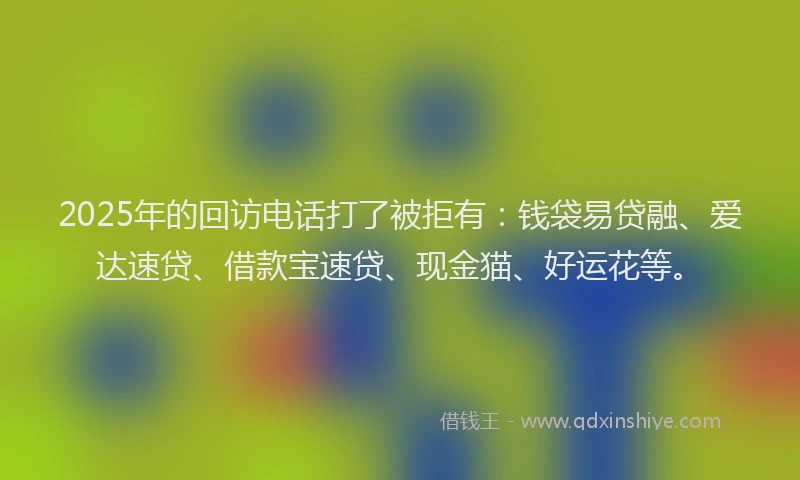 2025年的回访电话打了被拒有：钱袋易贷融、爱达速贷、借款宝速贷、现金猫、好运花等。