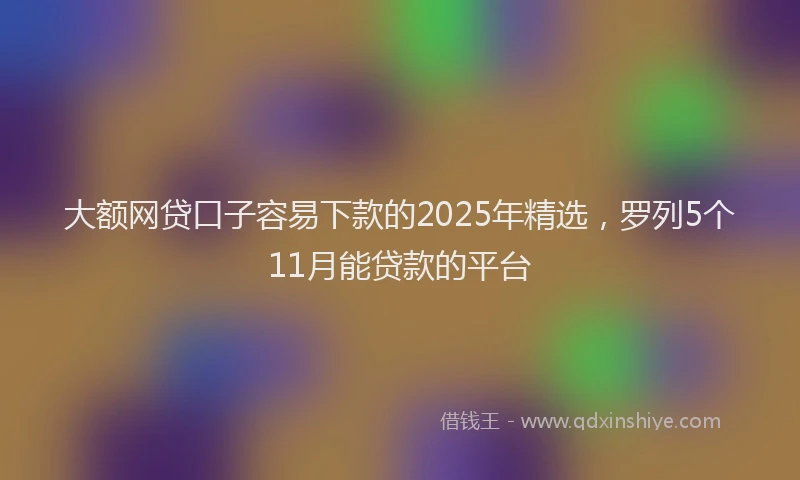 大额网贷口子容易下款的2025年精选，罗列5个11月能贷款的平台