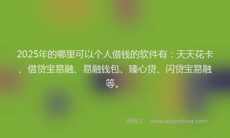 2025年的哪里可以个人借钱的软件有：天天花卡、借贷宝易融、易融钱包、臻心贷、闪贷宝易融等。