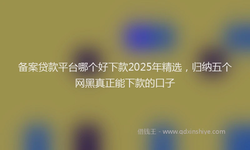 备案贷款平台哪个好下款2025年精选，归纳五个网黑真正能下款的口子