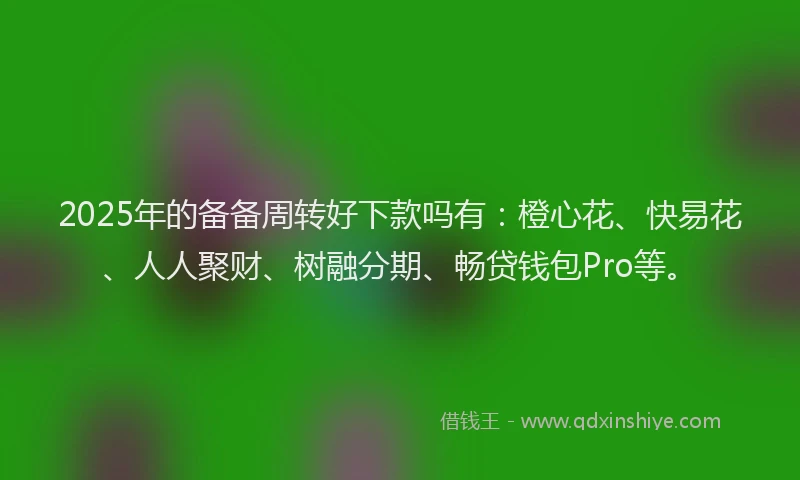 2025年的备备周转好下款吗有：橙心花、快易花、人人聚财、树融分期、畅贷钱包Pro等。