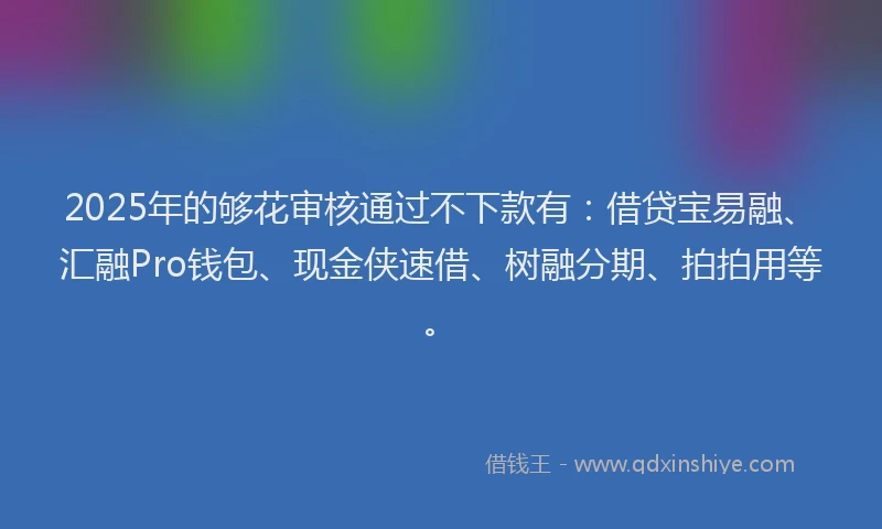2025年的够花审核通过不下款有：借贷宝易融、汇融Pro钱包、现金侠速借、树融分期、拍拍用等。