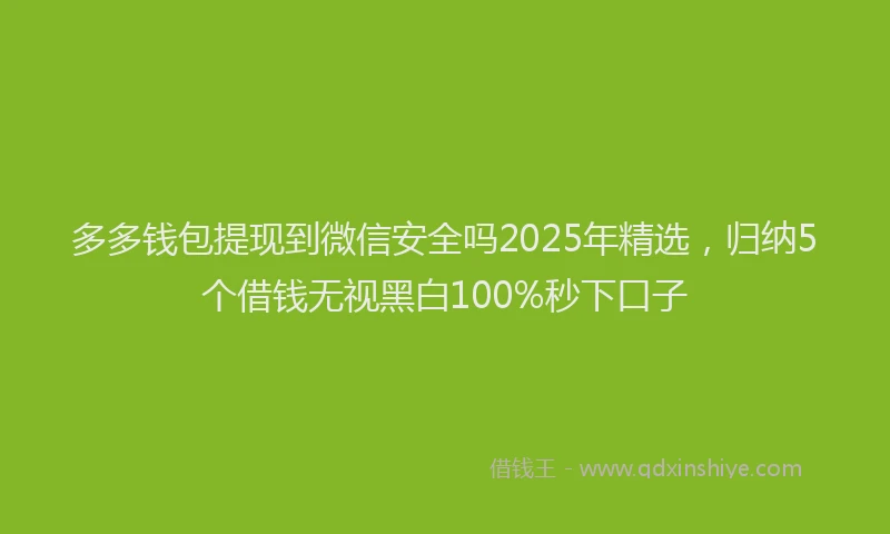 多多钱包提现到微信安全吗2025年精选，归纳5个借钱无视黑白100%秒下口子