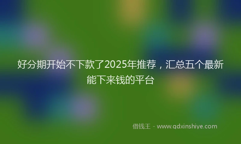 好分期开始不下款了2025年推荐，汇总五个最新能下来钱的平台