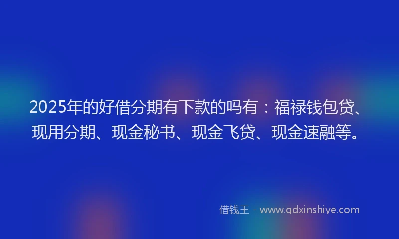 2025年的好借分期有下款的吗有：福禄钱包贷、现用分期、现金秘书、现金飞贷、现金速融等。