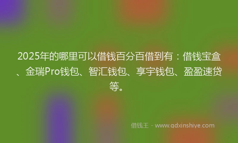 2025年的哪里可以借钱百分百借到有：借钱宝盒、金瑞Pro钱包、智汇钱包、享宇钱包、盈盈速贷等。