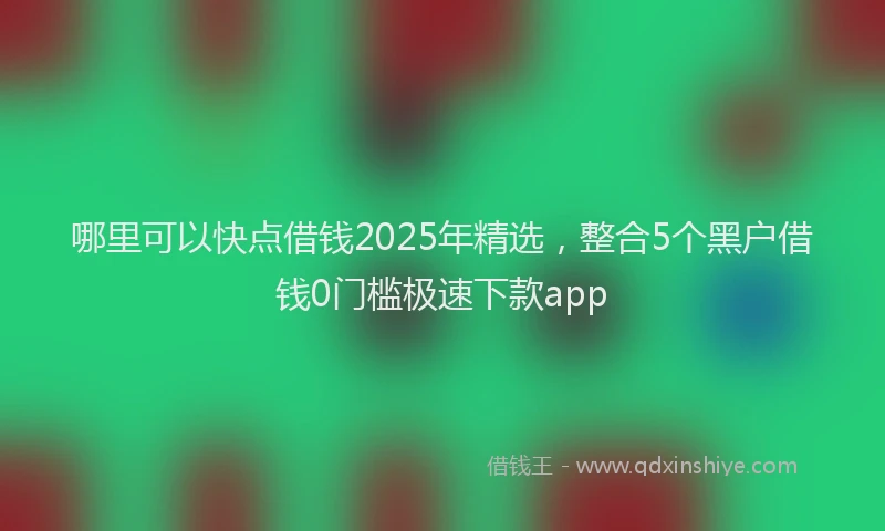 哪里可以快点借钱2025年精选，整合5个黑户借钱0门槛极速下款app