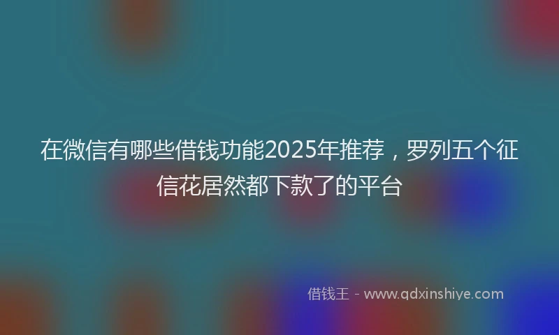 在微信有哪些借钱功能2025年推荐，罗列五个征信花居然都下款了的平台