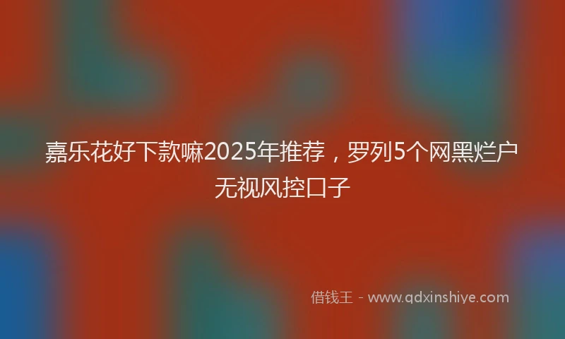 嘉乐花好下款嘛2025年推荐，罗列5个网黑烂户无视风控口子