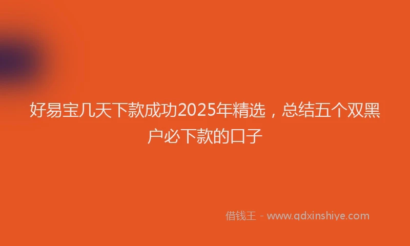 好易宝几天下款成功2025年精选，总结五个双黑户必下款的口子