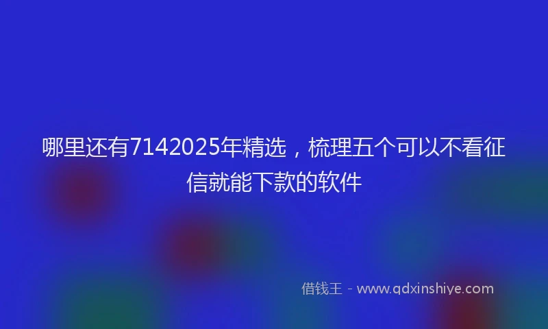 哪里还有7142025年精选，梳理五个可以不看征信就能下款的软件