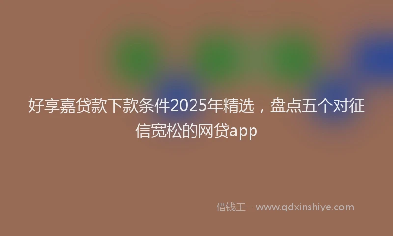 好享嘉贷款下款条件2025年精选，盘点五个对征信宽松的网贷app