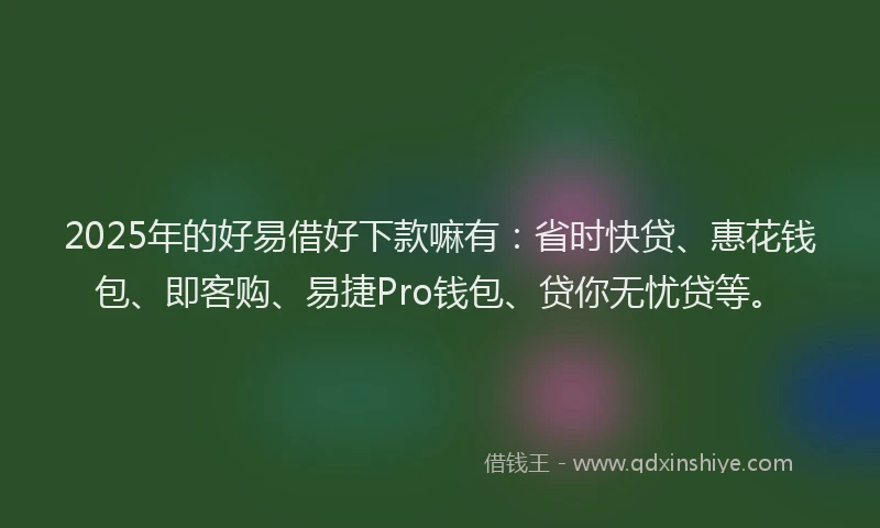 2025年的好易借好下款嘛有：省时快贷、惠花钱包、即客购、易捷Pro钱包、贷你无忧贷等。