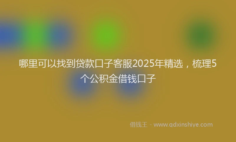 哪里可以找到贷款口子客服2025年精选，梳理5个公积金借钱口子