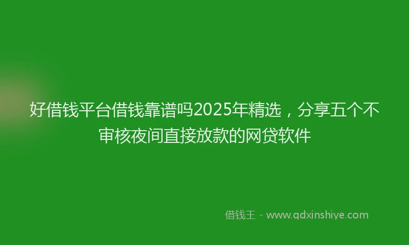 好借钱平台借钱靠谱吗2025年精选，分享五个不审核夜间直接放款的网贷软件