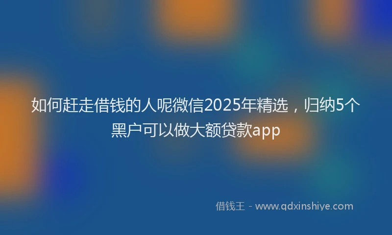 如何赶走借钱的人呢微信2025年精选，归纳5个黑户可以做大额贷款app