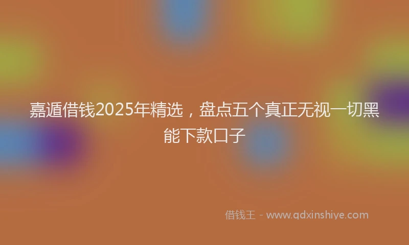 嘉遁借钱2025年精选，盘点五个真正无视一切黑能下款口子