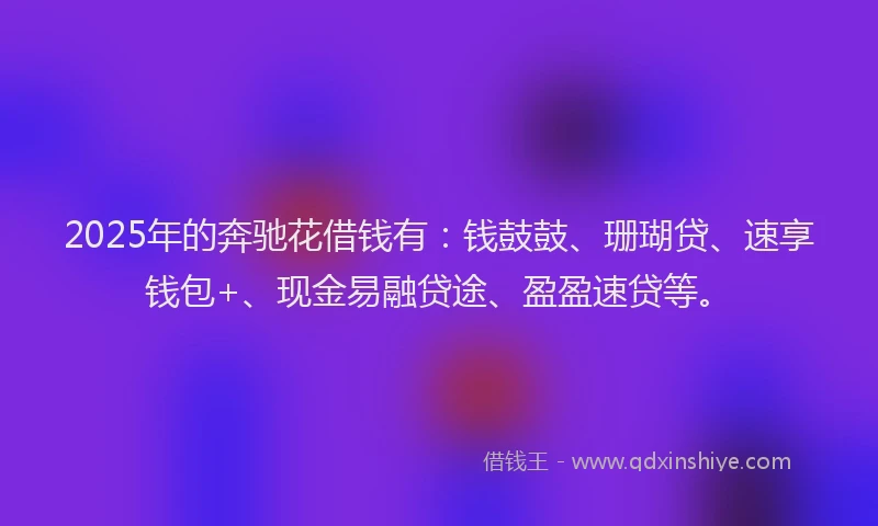 2025年的奔驰花借钱有：钱鼓鼓、珊瑚贷、速享钱包+、现金易融贷途、盈盈速贷等。