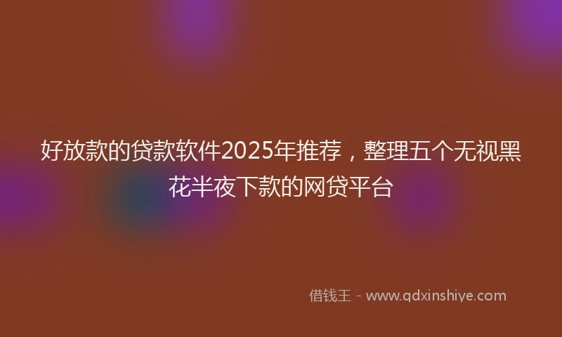好放款的贷款软件2025年推荐，整理五个无视黑花半夜下款的网贷平台