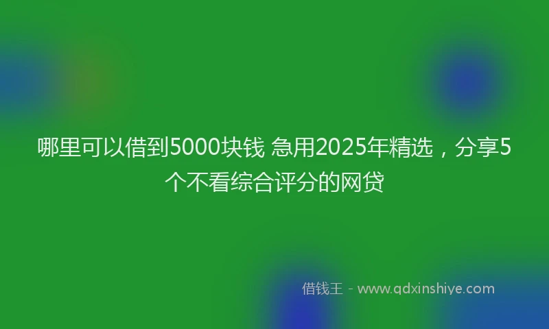 哪里可以借到5000块钱 急用2025年精选，分享5个不看综合评分的网贷