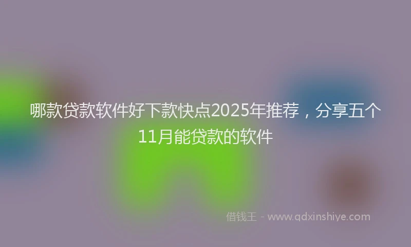 哪款贷款软件好下款快点2025年推荐，分享五个11月能贷款的软件