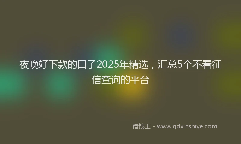 夜晚好下款的口子2025年精选，汇总5个不看征信查询的平台