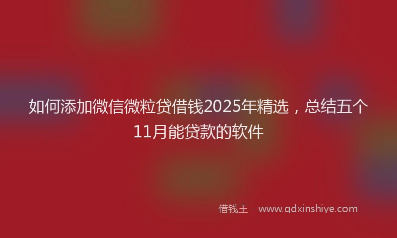 如何添加微信微粒贷借钱2025年精选，总结五个11月能贷款的软件