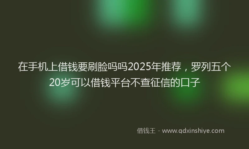在手机上借钱要刷脸吗吗2025年推荐，罗列五个20岁可以借钱平台不查征信的口子