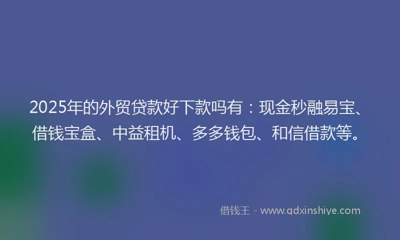 2025年的外贸贷款好下款吗有：现金秒融易宝、借钱宝盒、中益租机、多多钱包、和信借款等。