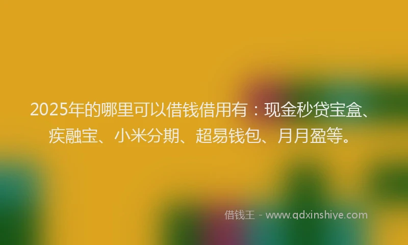 2025年的哪里可以借钱借用有：现金秒贷宝盒、疾融宝、小米分期、超易钱包、月月盈等。