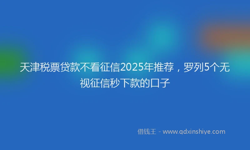 天津税票贷款不看征信2025年推荐，罗列5个无视征信秒下款的口子