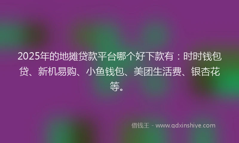 2025年的地摊贷款平台哪个好下款有：时时钱包贷、新机易购、小鱼钱包、美团生活费、银杏花等。