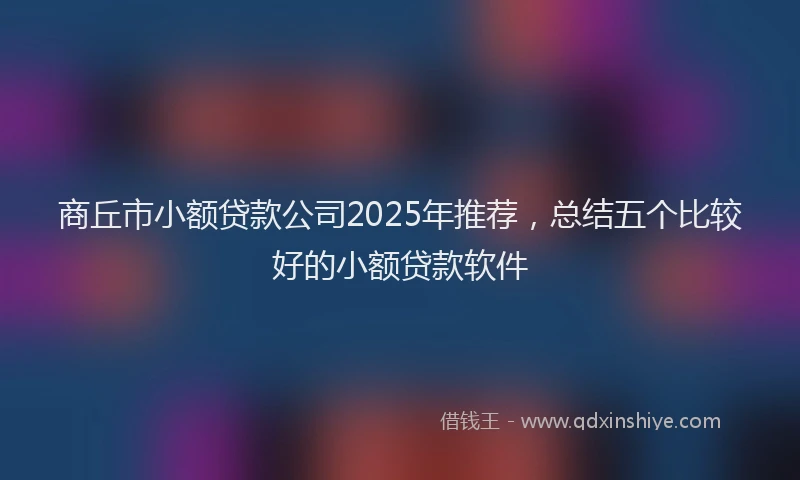 商丘市小额贷款公司2025年推荐，总结五个比较好的小额贷款软件