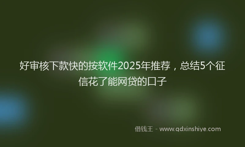 好审核下款快的按软件2025年推荐，总结5个征信花了能网贷的口子